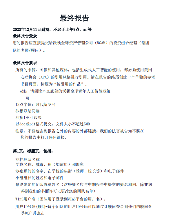 沃顿商赛,WGHS商赛,WGHS竞赛,WGHS培训班,