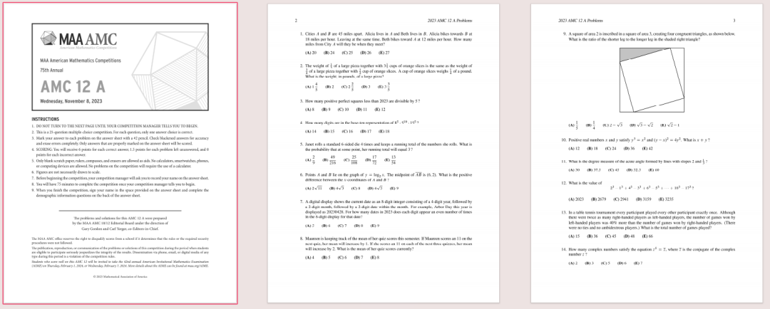 AMC12数学竞赛