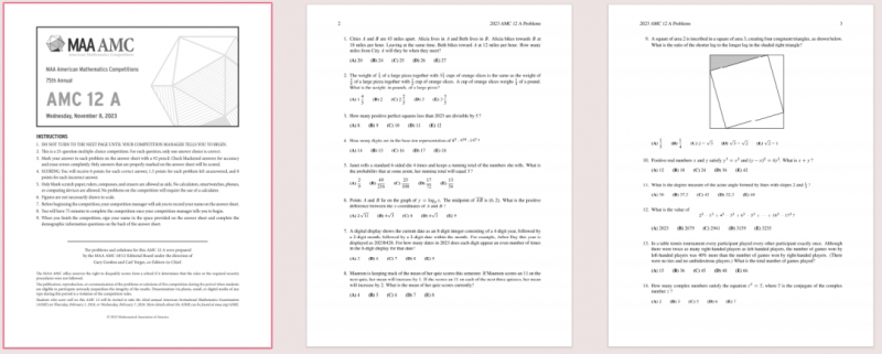 AMC12数学竞赛