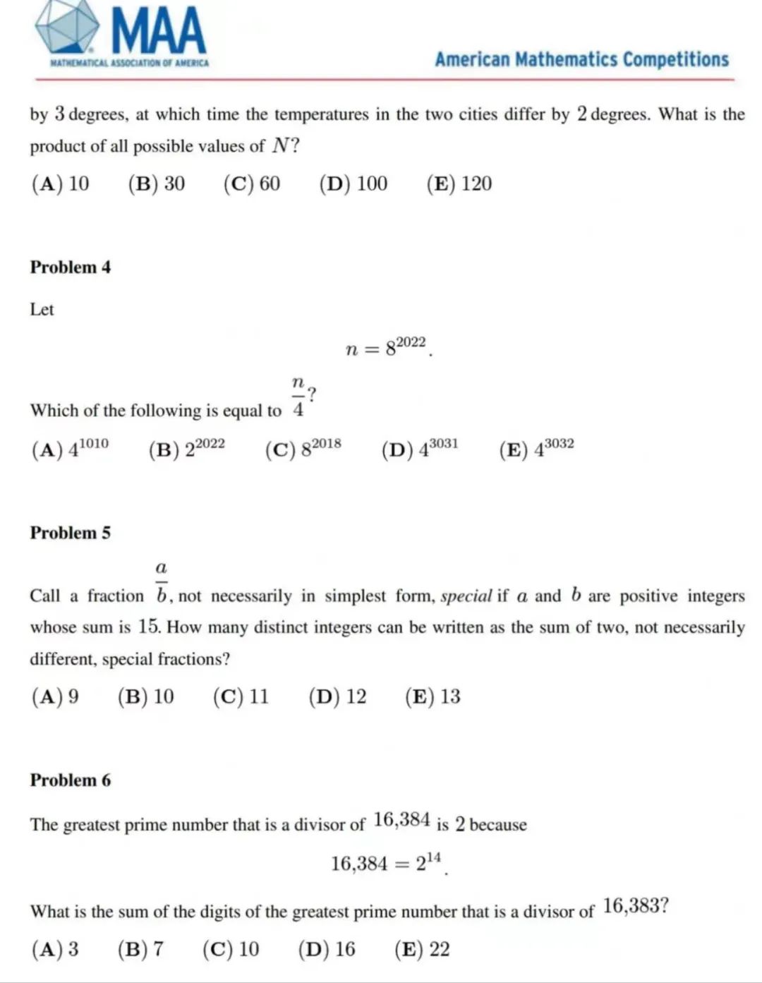 AMC数学竞赛