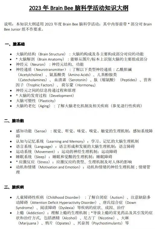 BrainBee国际生物竞赛