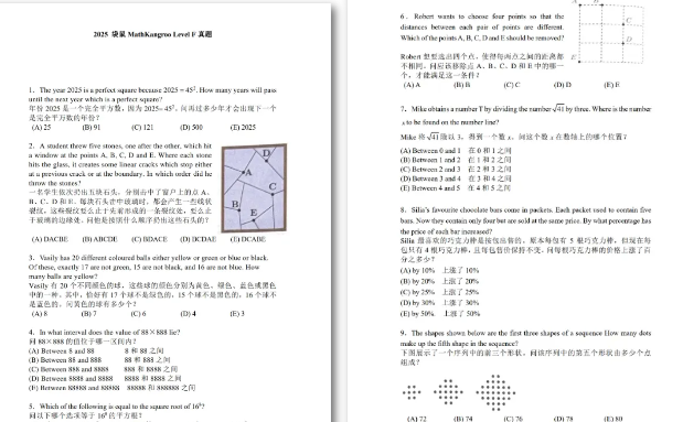 袋鼠数学竞赛