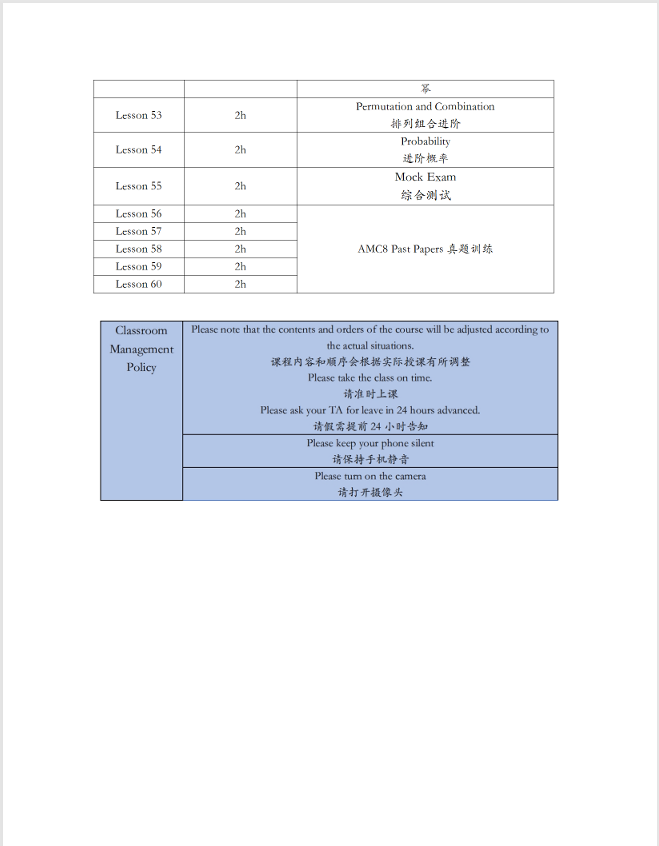PreAMC8培训课程