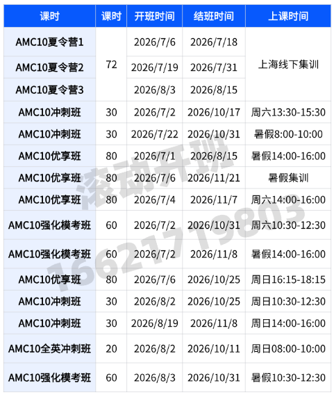 AMC10数学竞赛培训课程